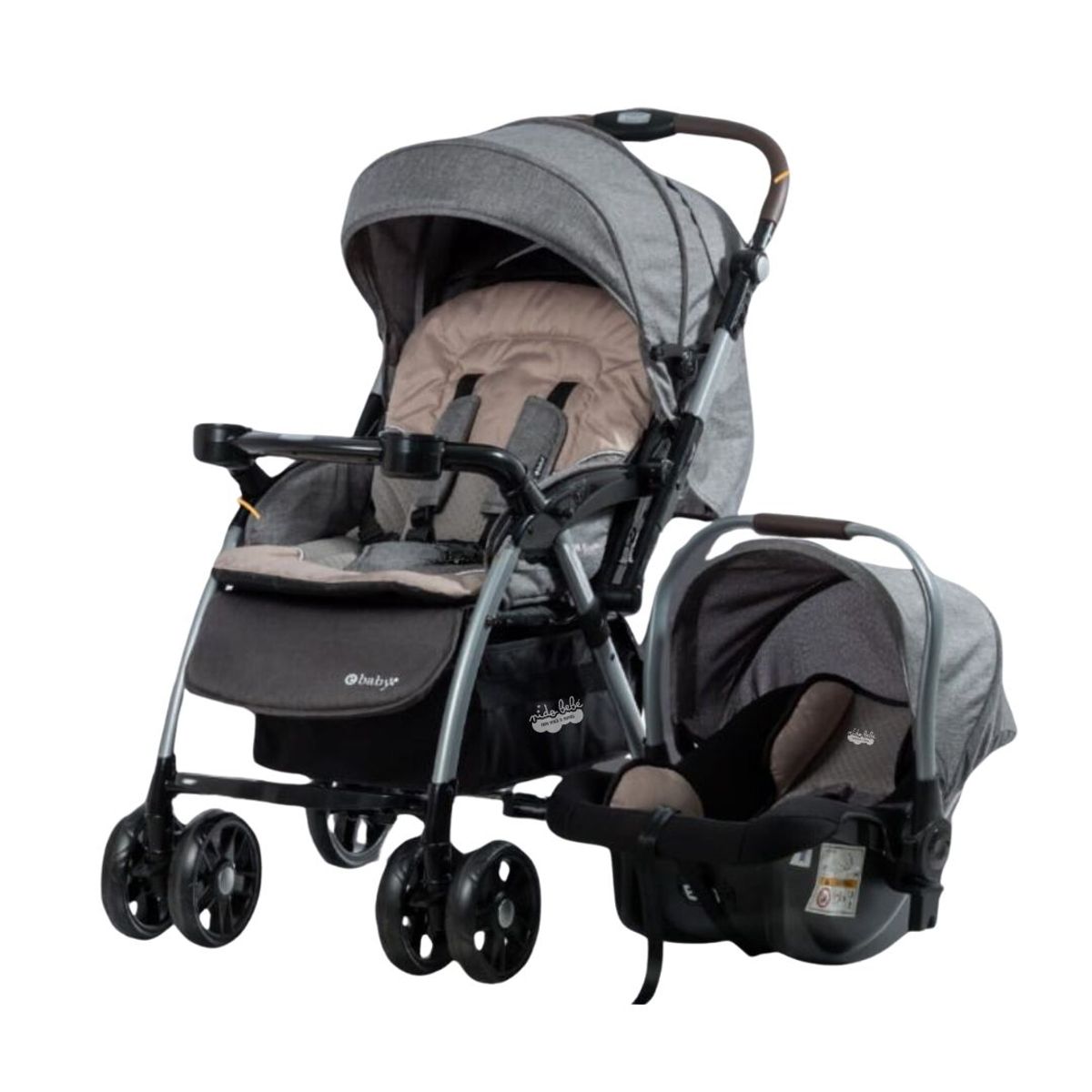 EBABY - Coche Cuna Para Bebe Con Portabebe Ebaby Braviar Plomo