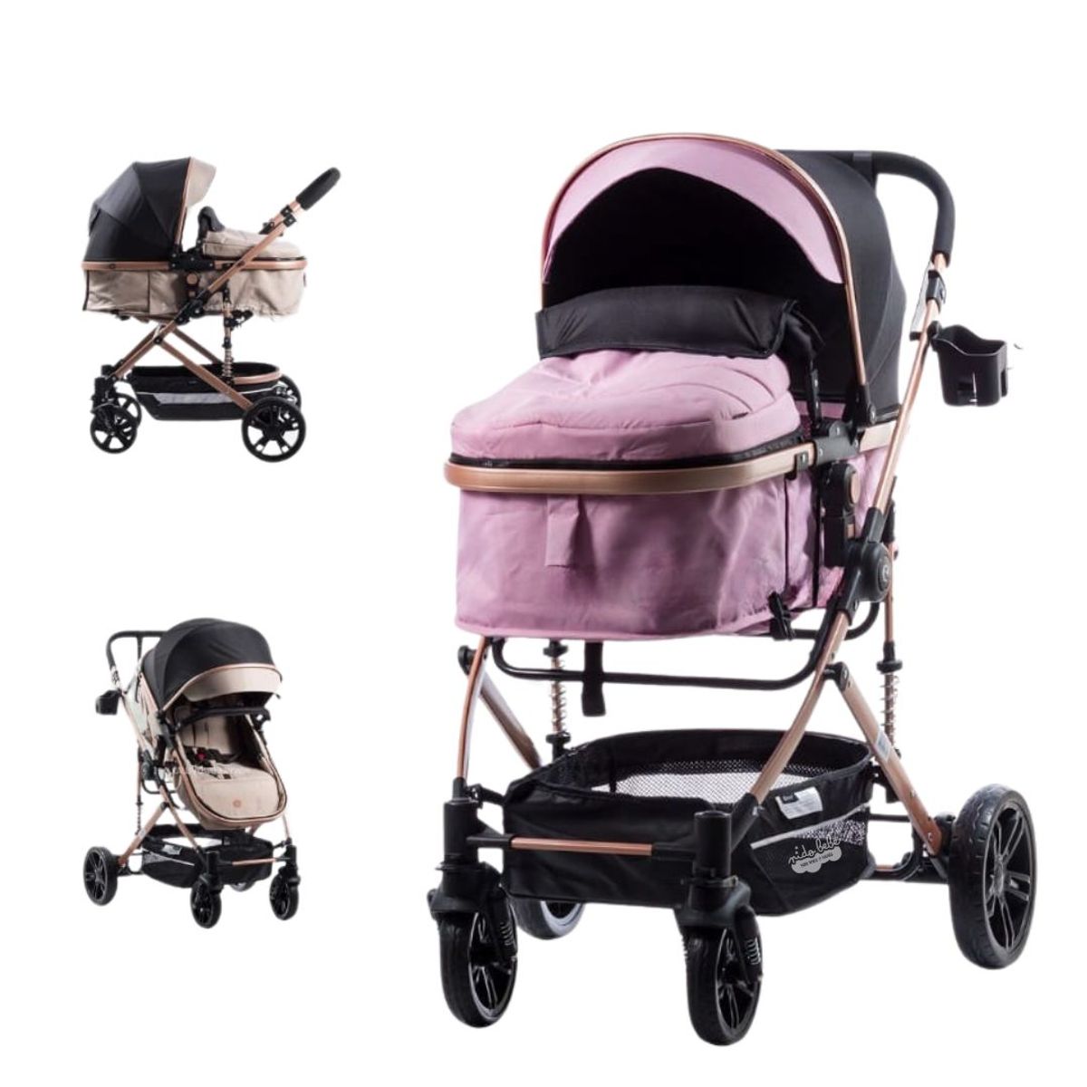 EBABY - Coche Cuna Moises de Lujo Bigi Ebaby Rosado