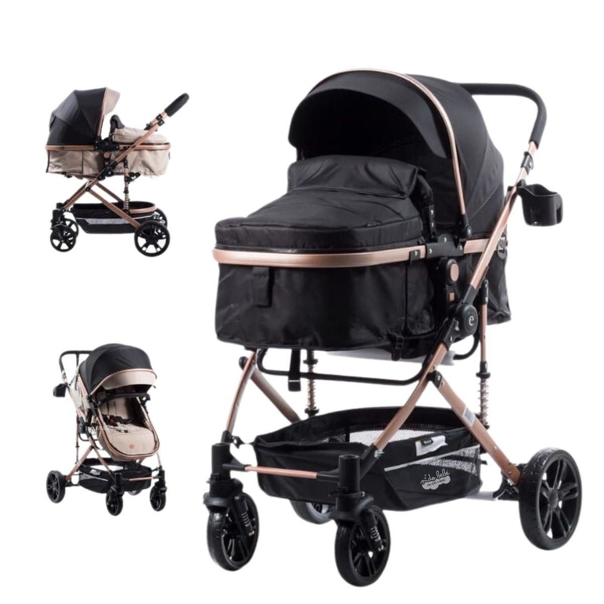 EBABY - Coche Cuna Moises de Lujo Bigi Ebaby Negro