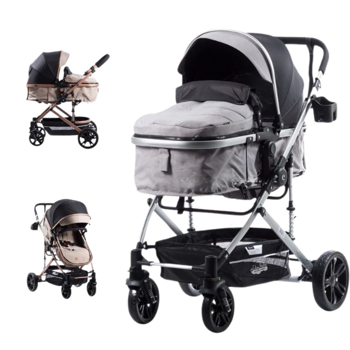 EBABY - Coche Cuna Moises de Lujo Bigi Ebaby Plomo