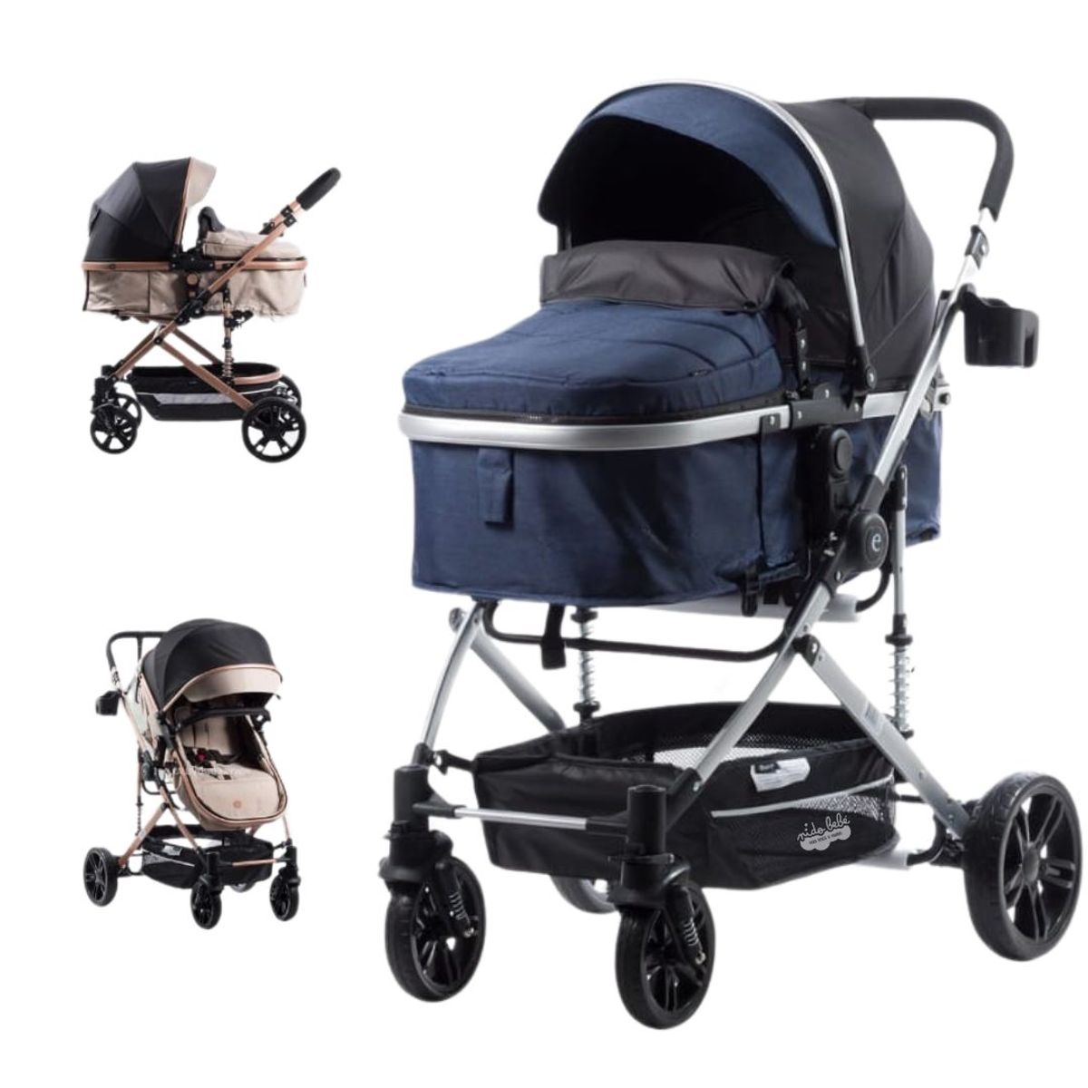 EBABY - Coche Cuna Moises de Lujo Bigi Ebaby Azul
