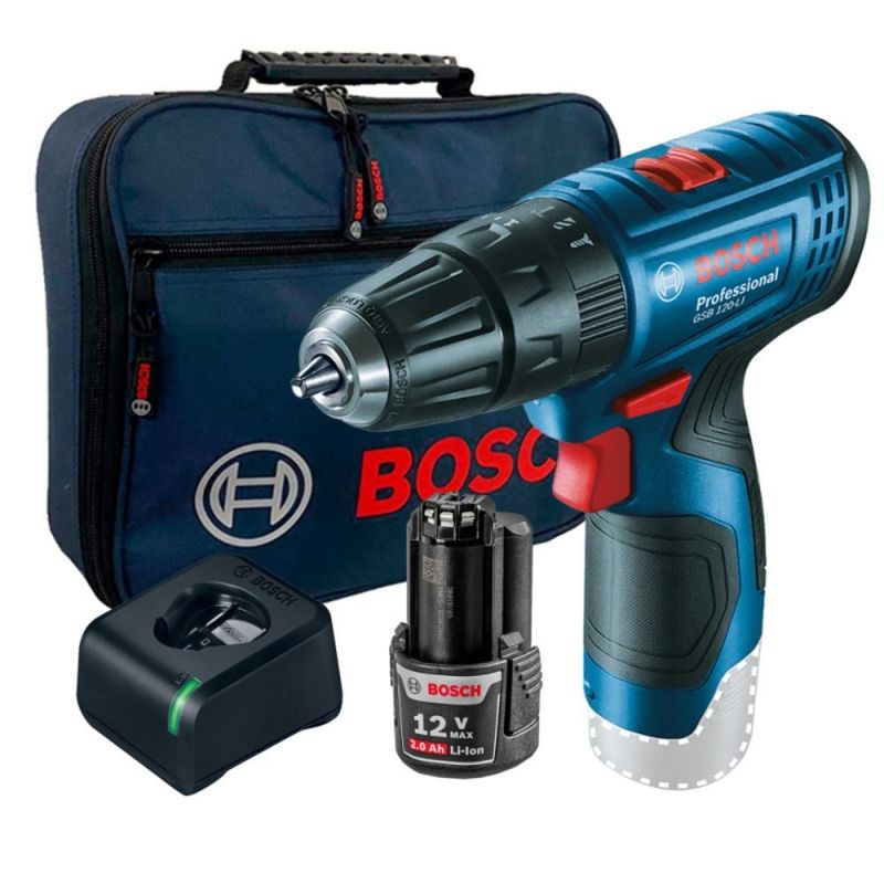 BOSCH - Taladro Atornillador Bosch GSB 120 + 1Batería + Cargador + M