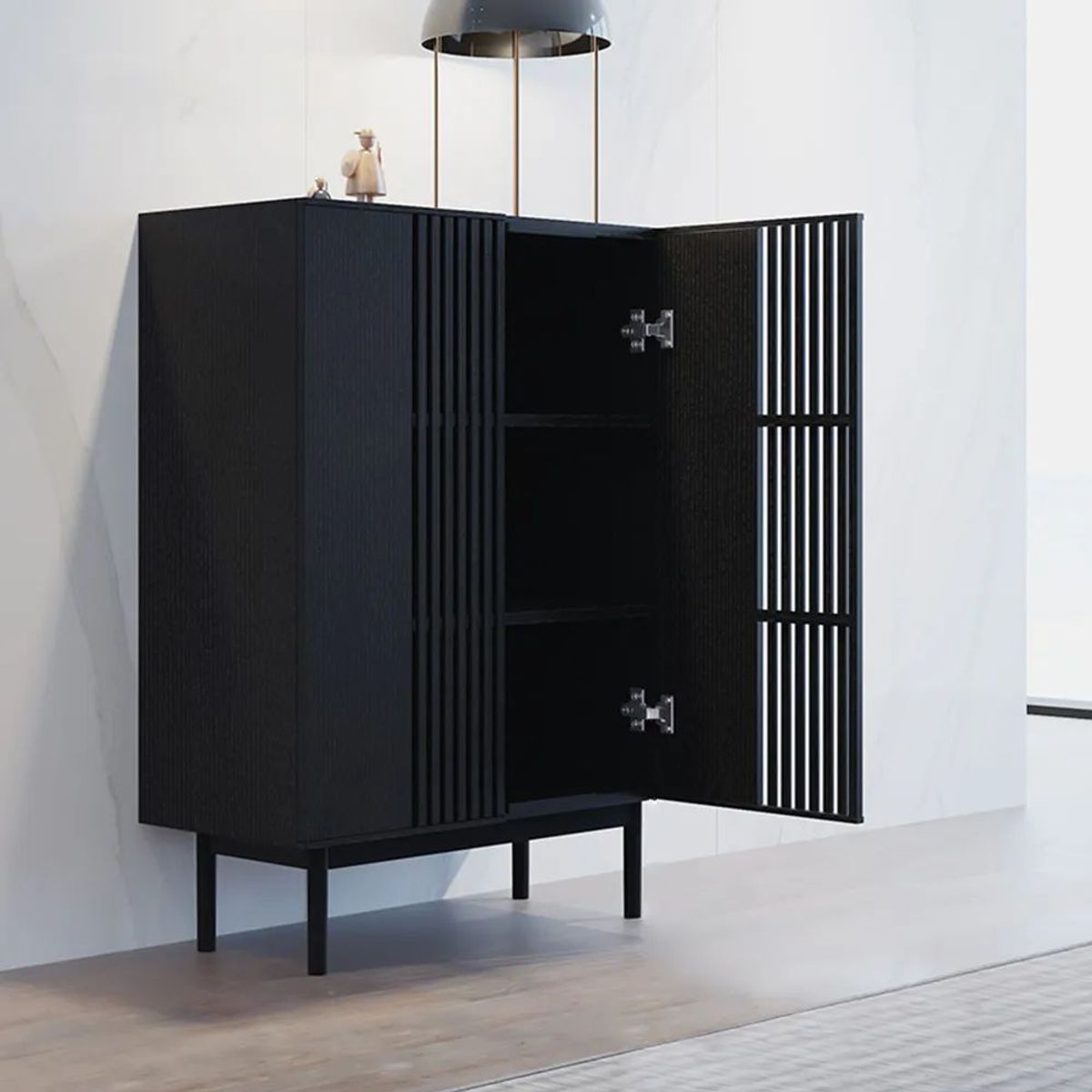 TU MESITA - Aparador Vertical Koki color Negro 2 puertas TU MESITA