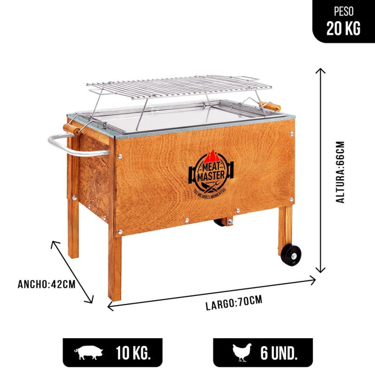 MEAT MASTER - Caja China Master Mediana  + Parrilla de Varillas Galvanizada + Funda