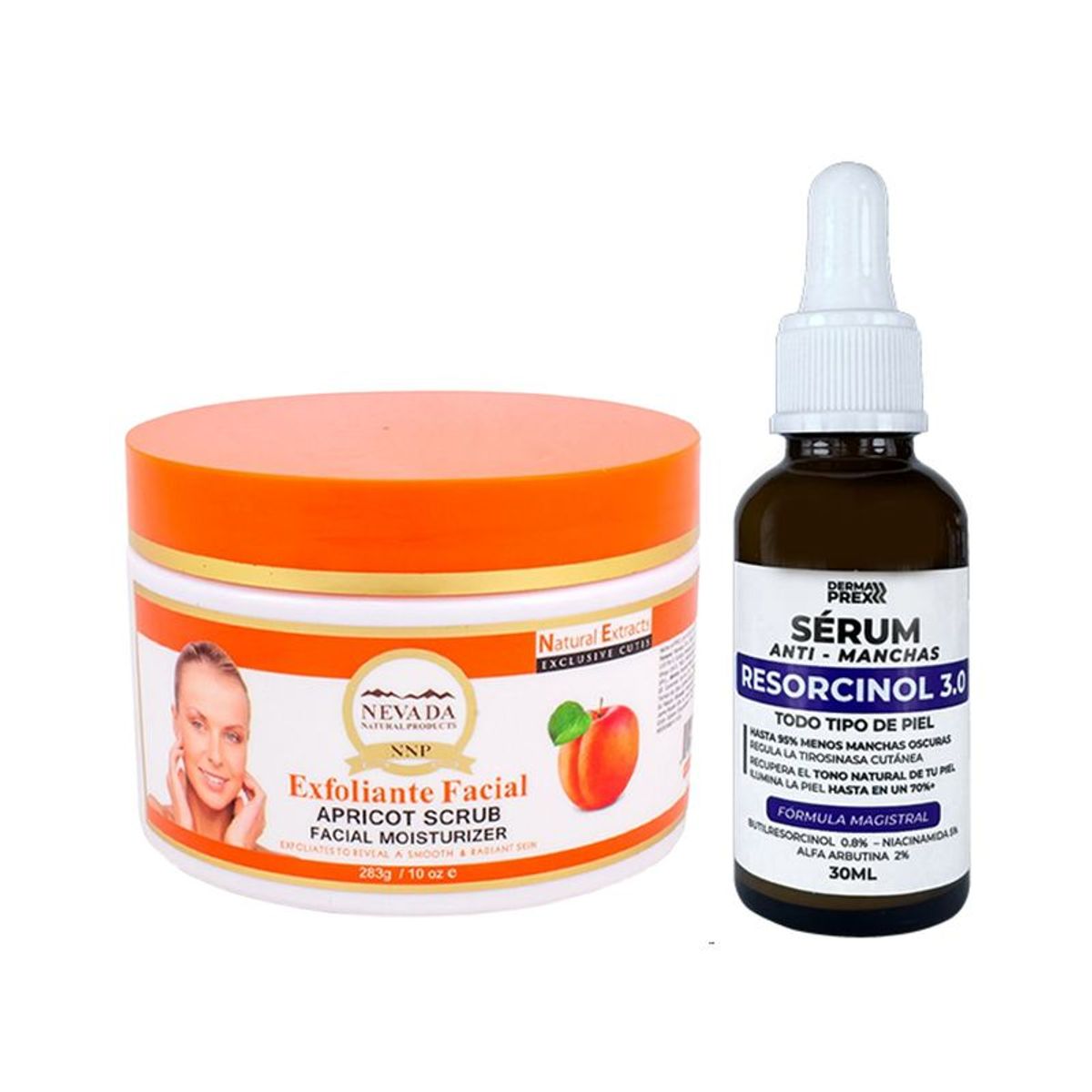 NEVADA NATURAL PRODUCTS - Exfoliante Facial Albaricoque + Serum Antimanchas Resorcinol