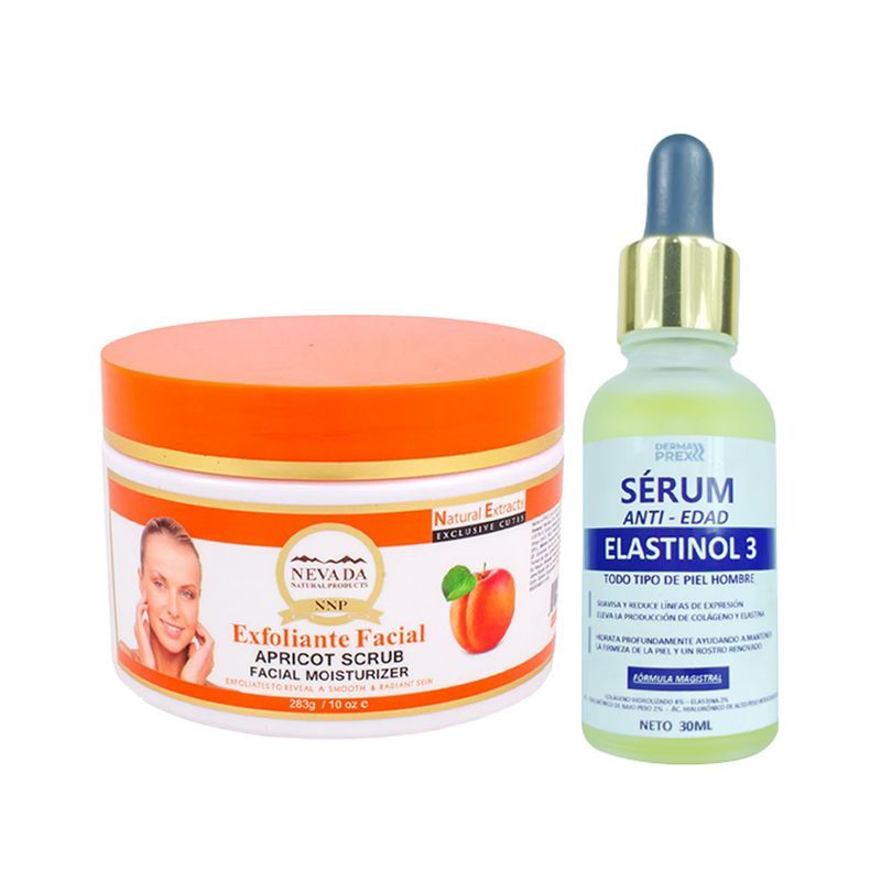 NEVADA NATURAL PRODUCTS - Exfoliante Facial Albaricoque + Serum Antiedad Elastinol 3 Man