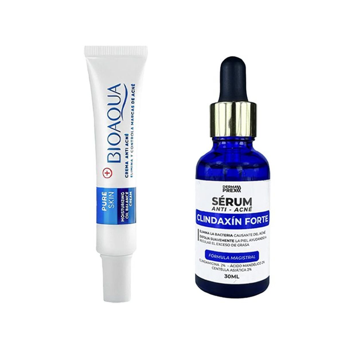 BIOAQUA - Crema Antiacne Pure Skin + Serum Antiacne Clindaxin Forte
