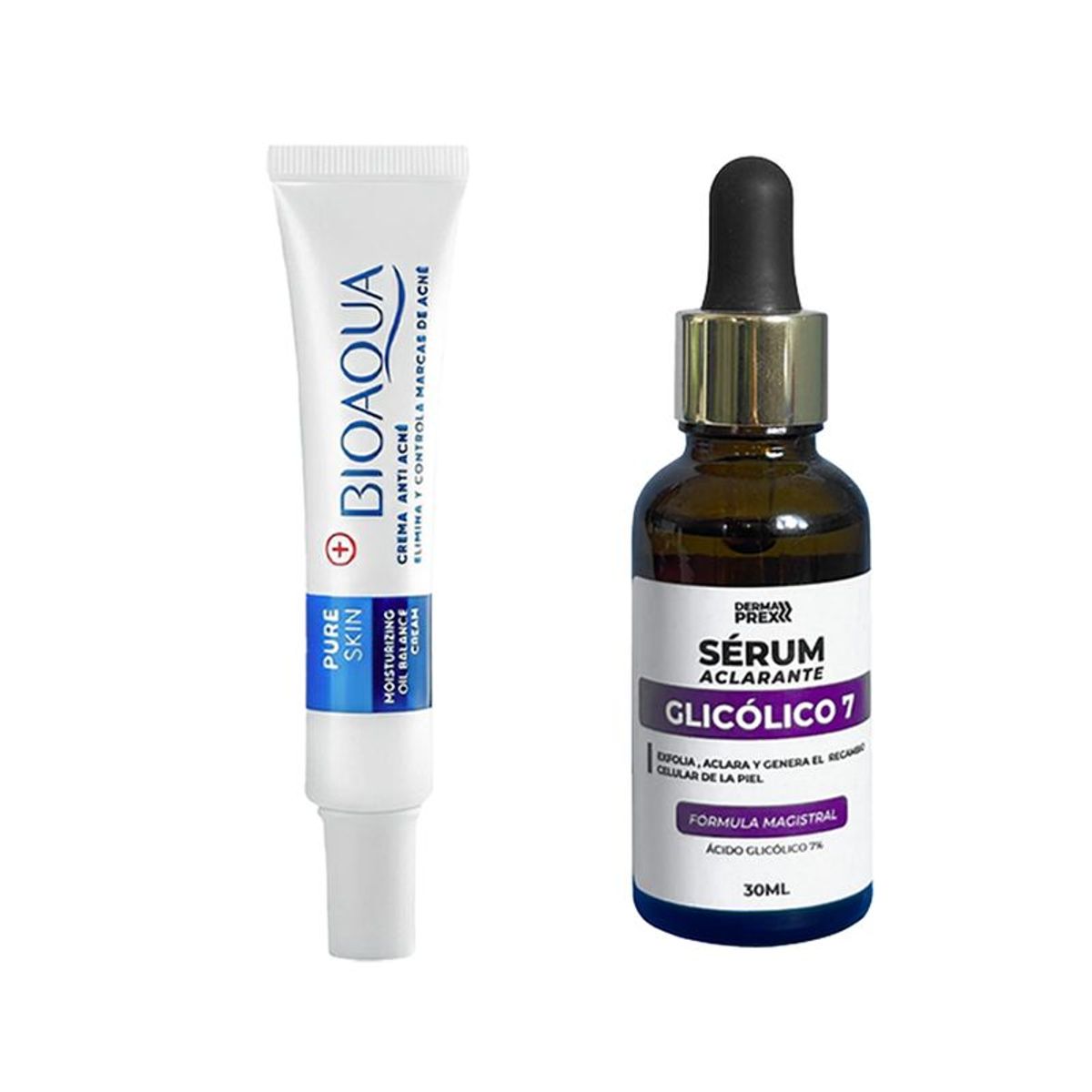 BIOAQUA - Crema Antiacne Pure Skin + Serum Aclarante Glicólico 7