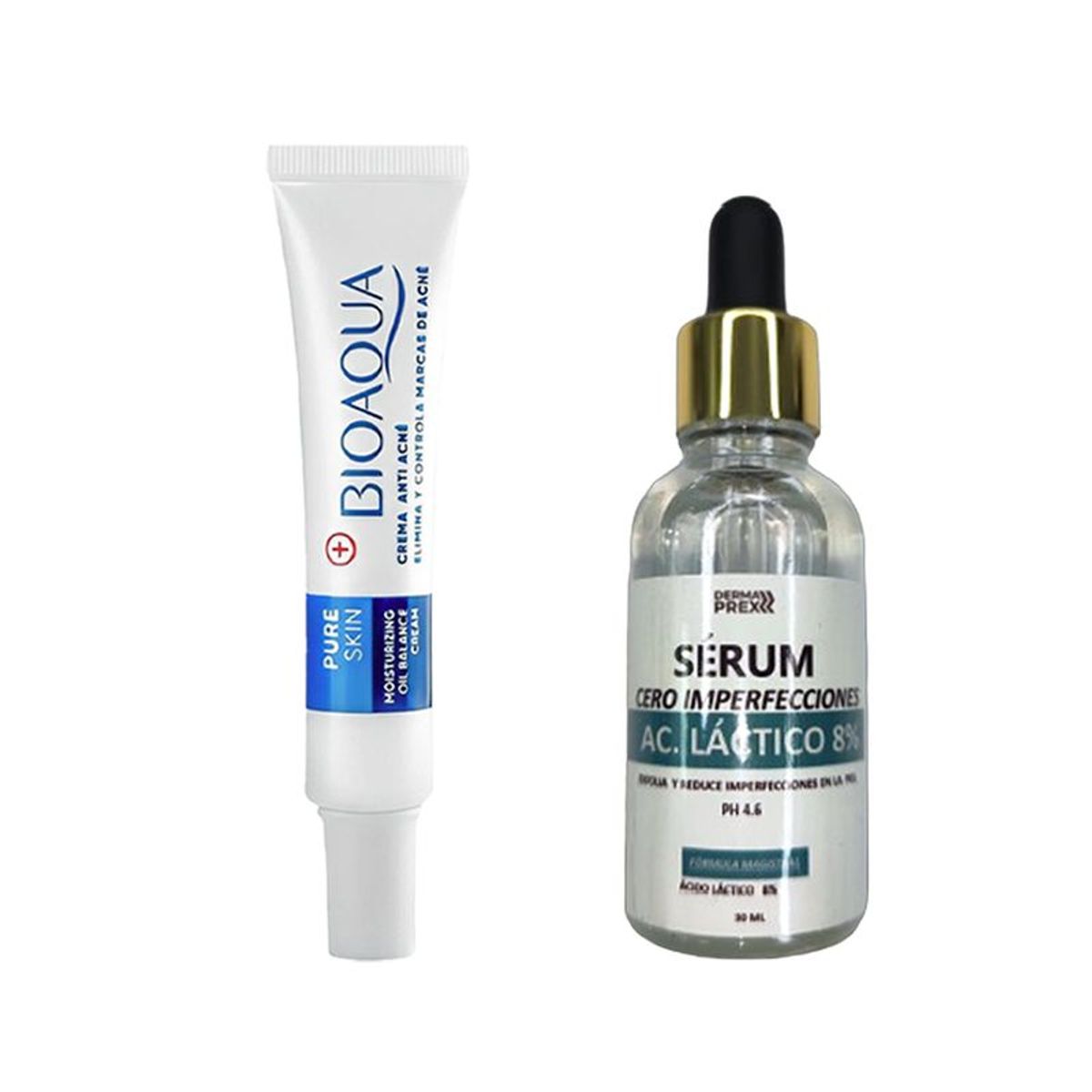BIOAQUA - Crema Antiacne Pure Skin + Serum Ácido Láctico 8%