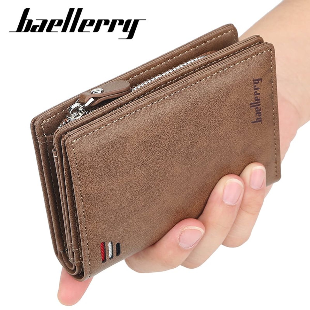 BAELLERRY - Moderna billetera de cuero vegano PU D3216