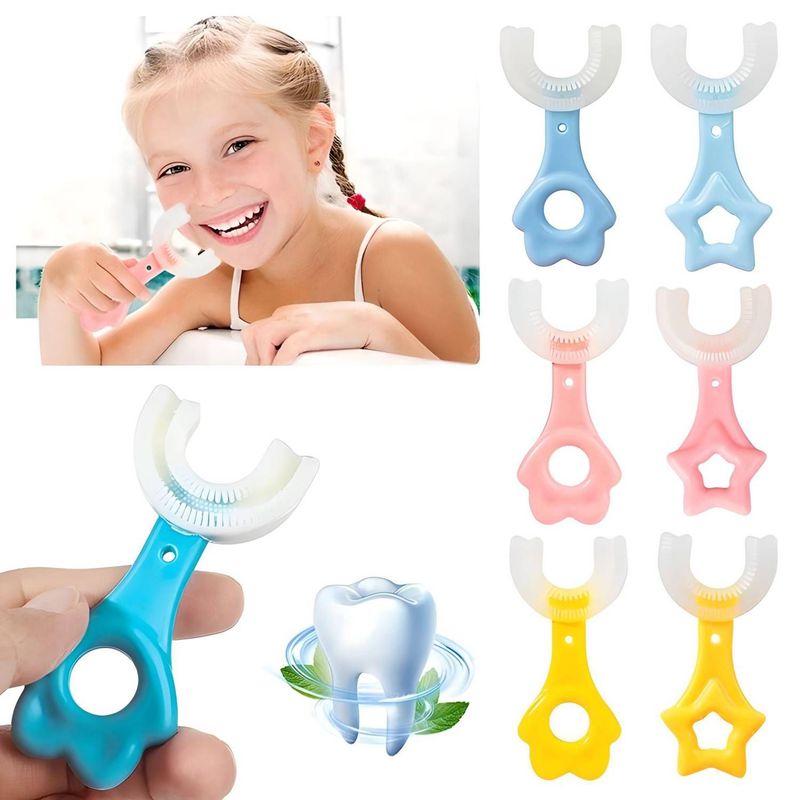 GENERICO - Pack 3 Cepillos 360° U de Silicona para Niños Niñas Bebés