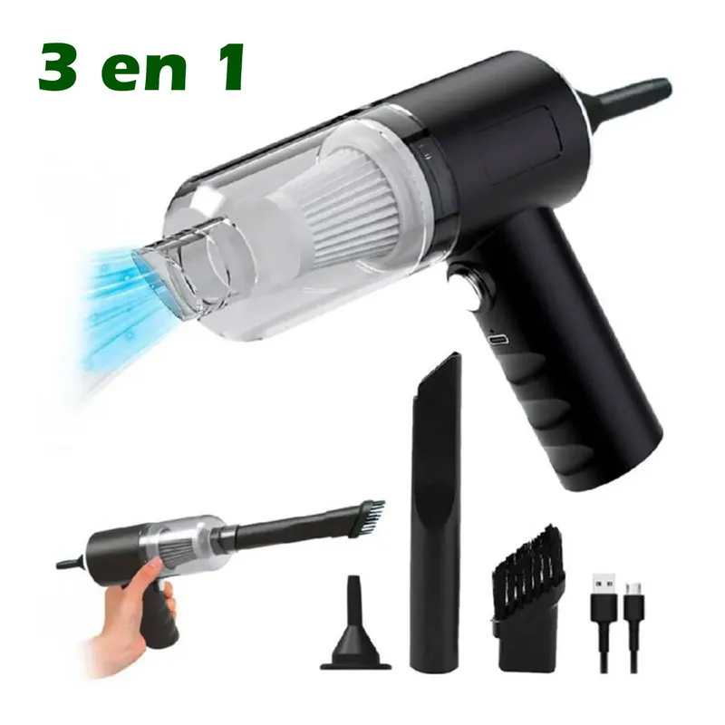 GENERICO - Mini Aspiradora 3 en 1 Portátil para Limpieza Recargable Multiuso 120W