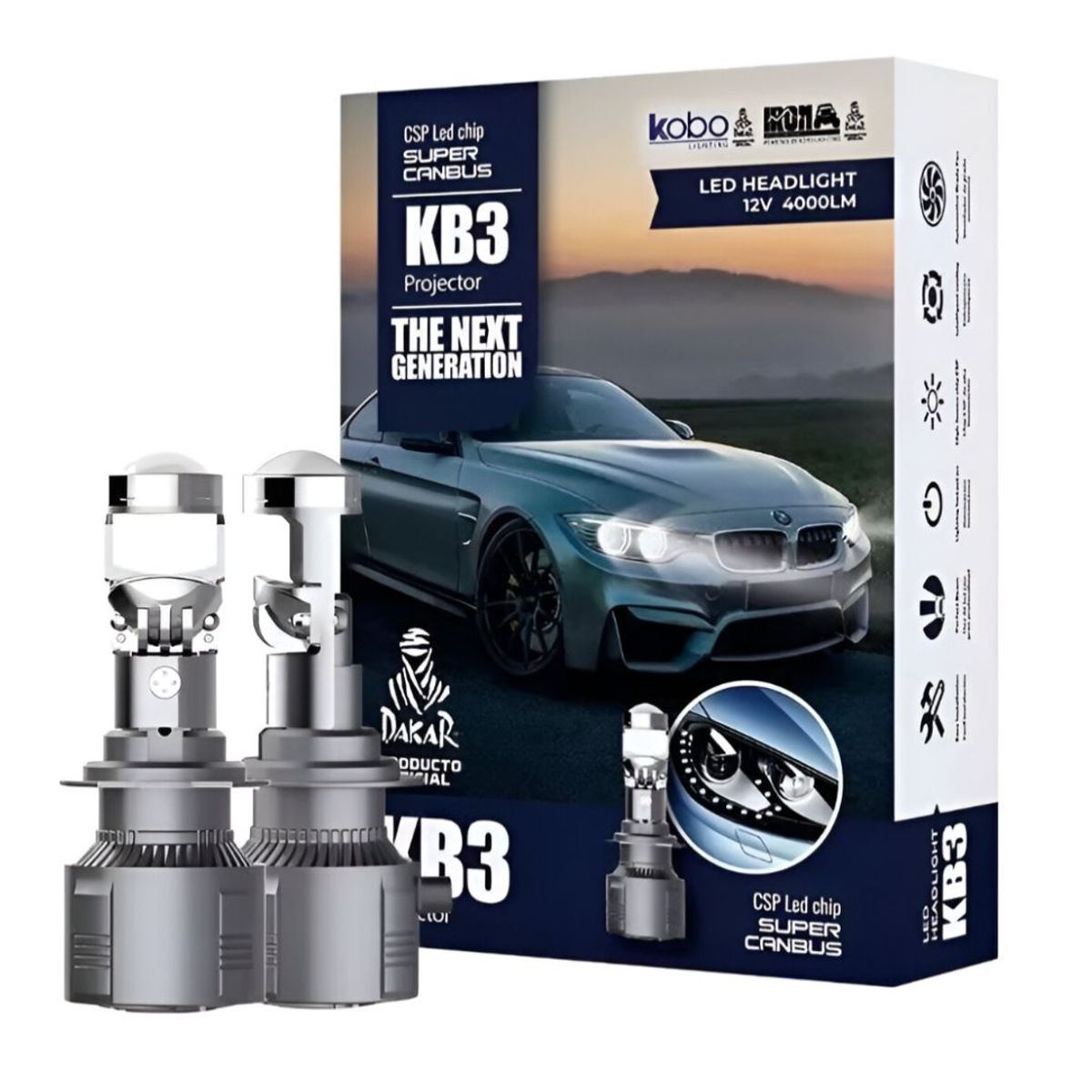 KOBO - Foco Led Canbus Csp led chip Lupa H4 Proyector Alta Baja