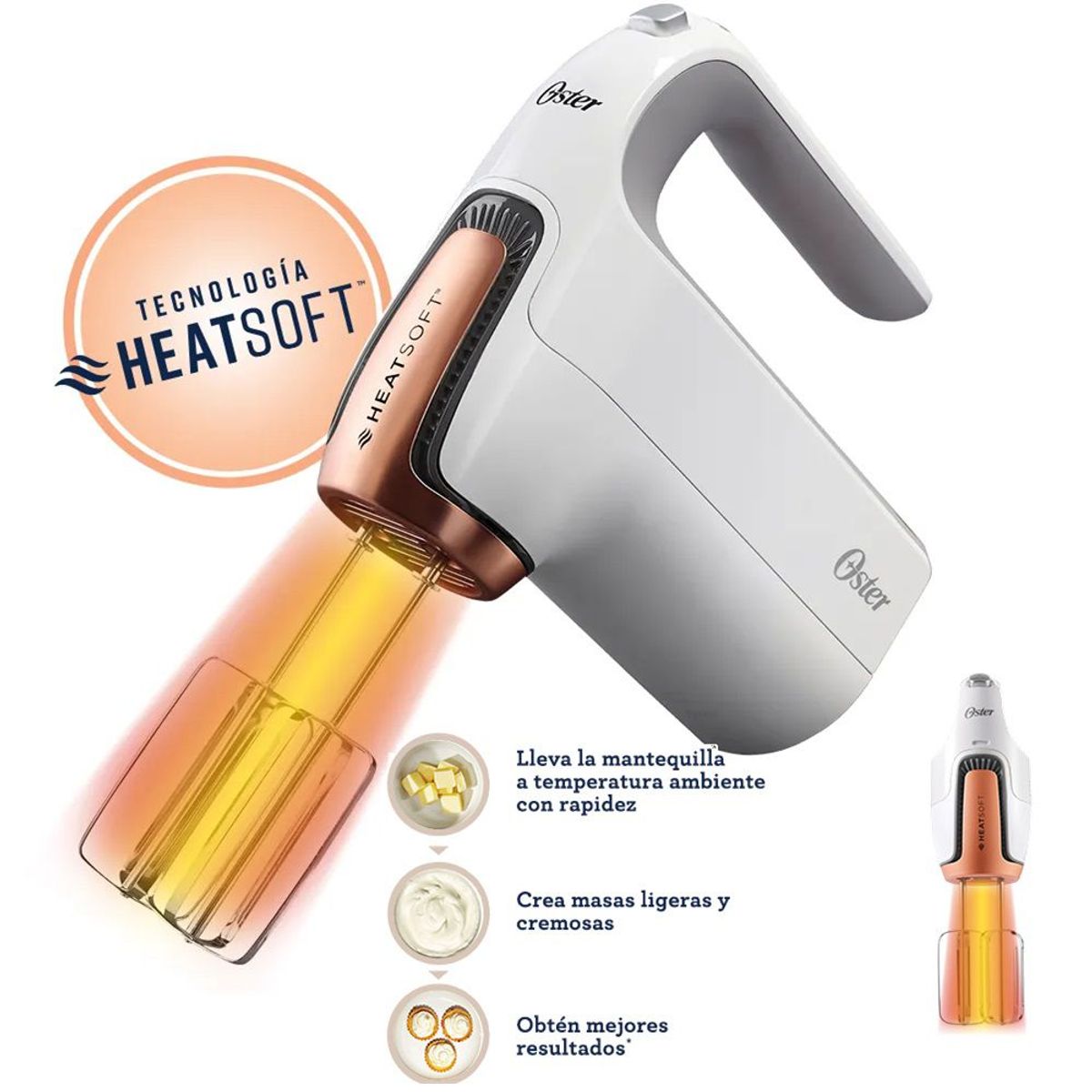 OSTER - Batidora de mano Oster tecnología HeatSoft FPSTHMAMR