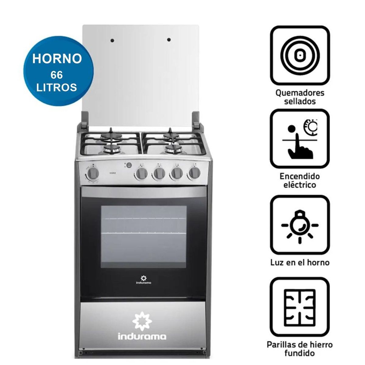 INDURAMA - Cocina a Gas Indurama Viena QZ de 4 Hornillas - Croma