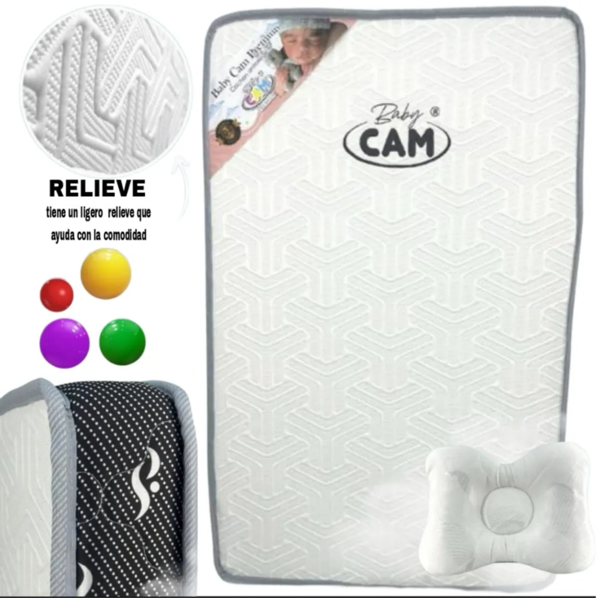 CAM - Colchón de Bebe para Cunas Pack and Play CAM 95 x 60 x 10 cm