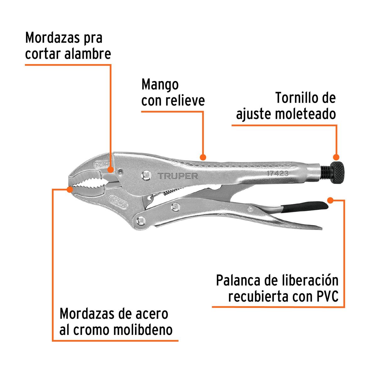Truper - Alicate 10" (25cm) de Presión Curvo 17423 Truper