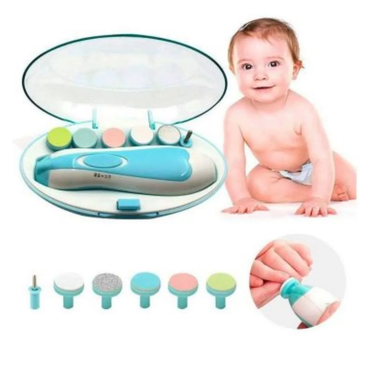 GENERICO - Kit de Cortauñas Portátil Seguros para Bebes Celeste