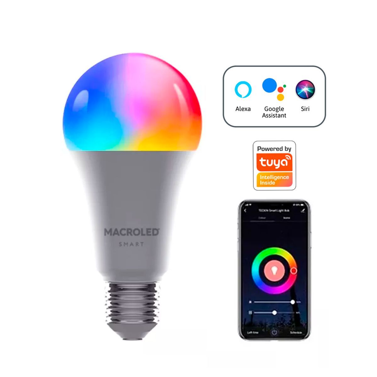 GENERICO - Foco Smart 12W LED RGB+W compatible con Google Assistant Alexa y Siri