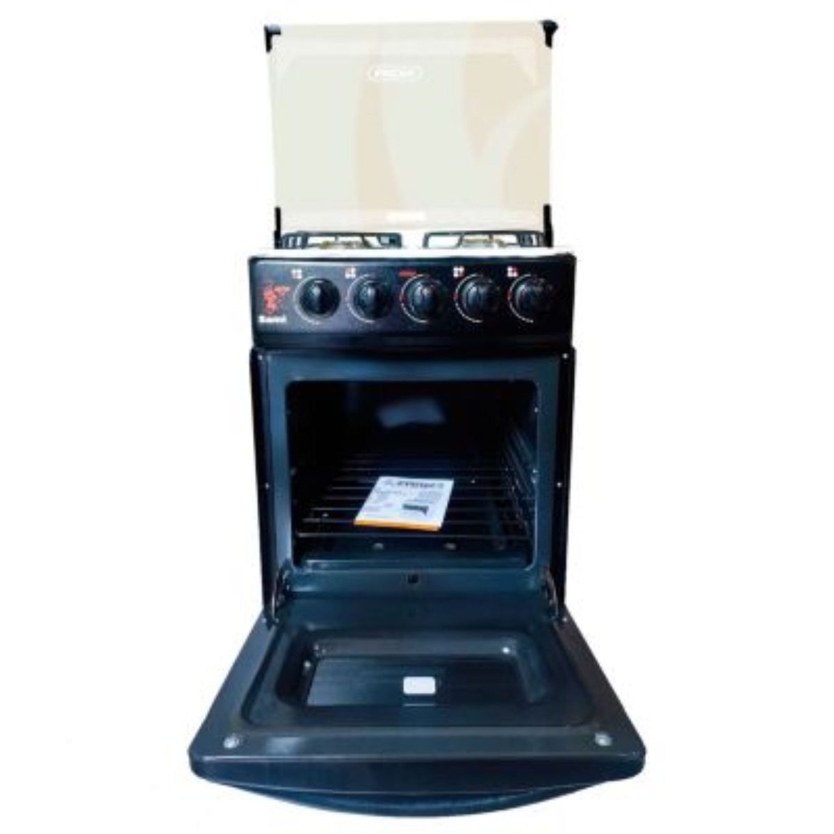 FADIC - Cocina Fadic con tapa de vidrio y horno sami 4h Negro  + Protector