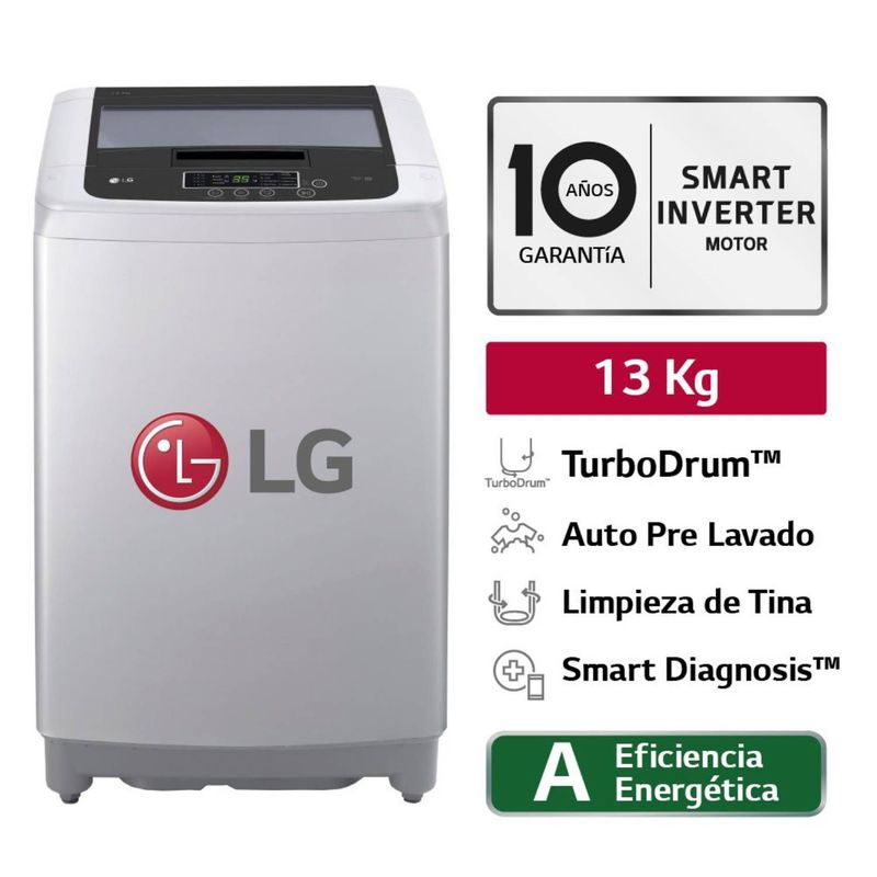 LG - Lavadora LG 13Kg Smart Motion Carga Superior WT13DPBK Gris