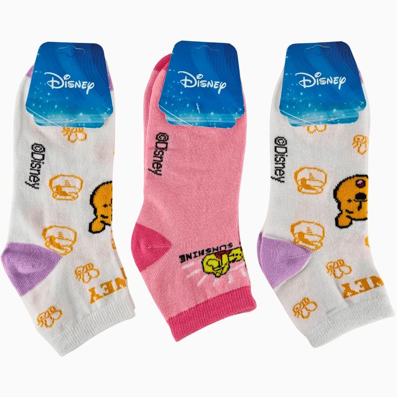 DISNEY - Pack x3 Medias Cortas Algodón Talla 33 a 35 - WINNIE POOH