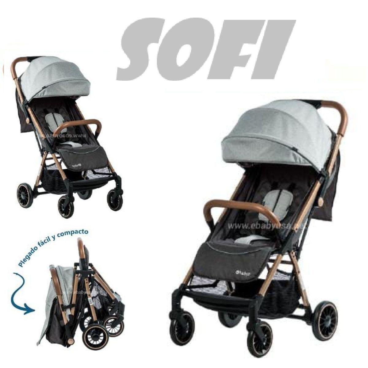 EBABY - Novedoso Coche Maleta Sofi Ebaby -Gris