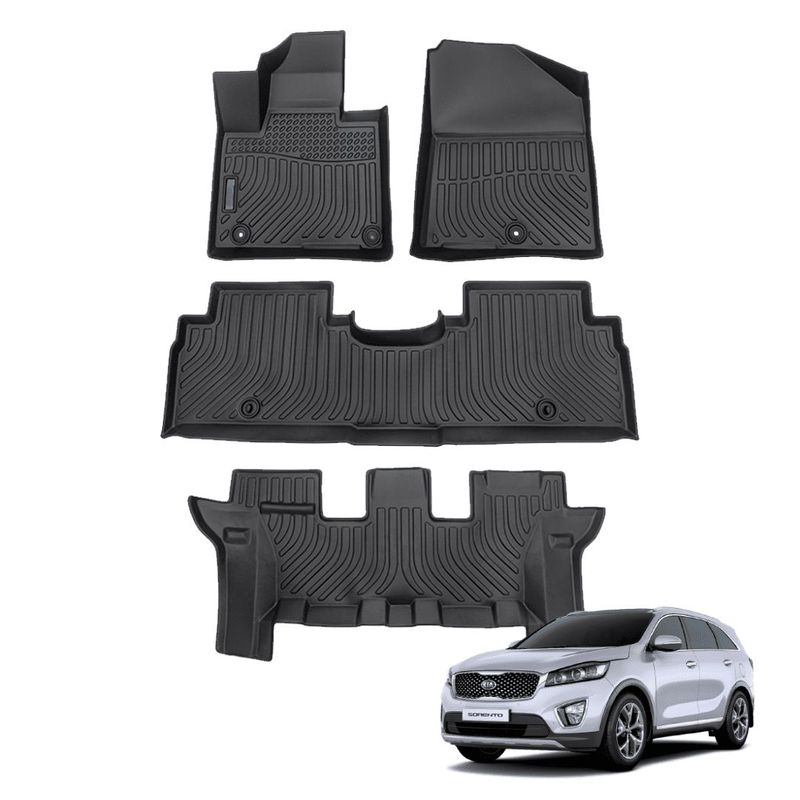 TECGO - PROTECTOR CUBRE PISO 5D TPE KIA SORENTO 3 FILAS 2016-2021