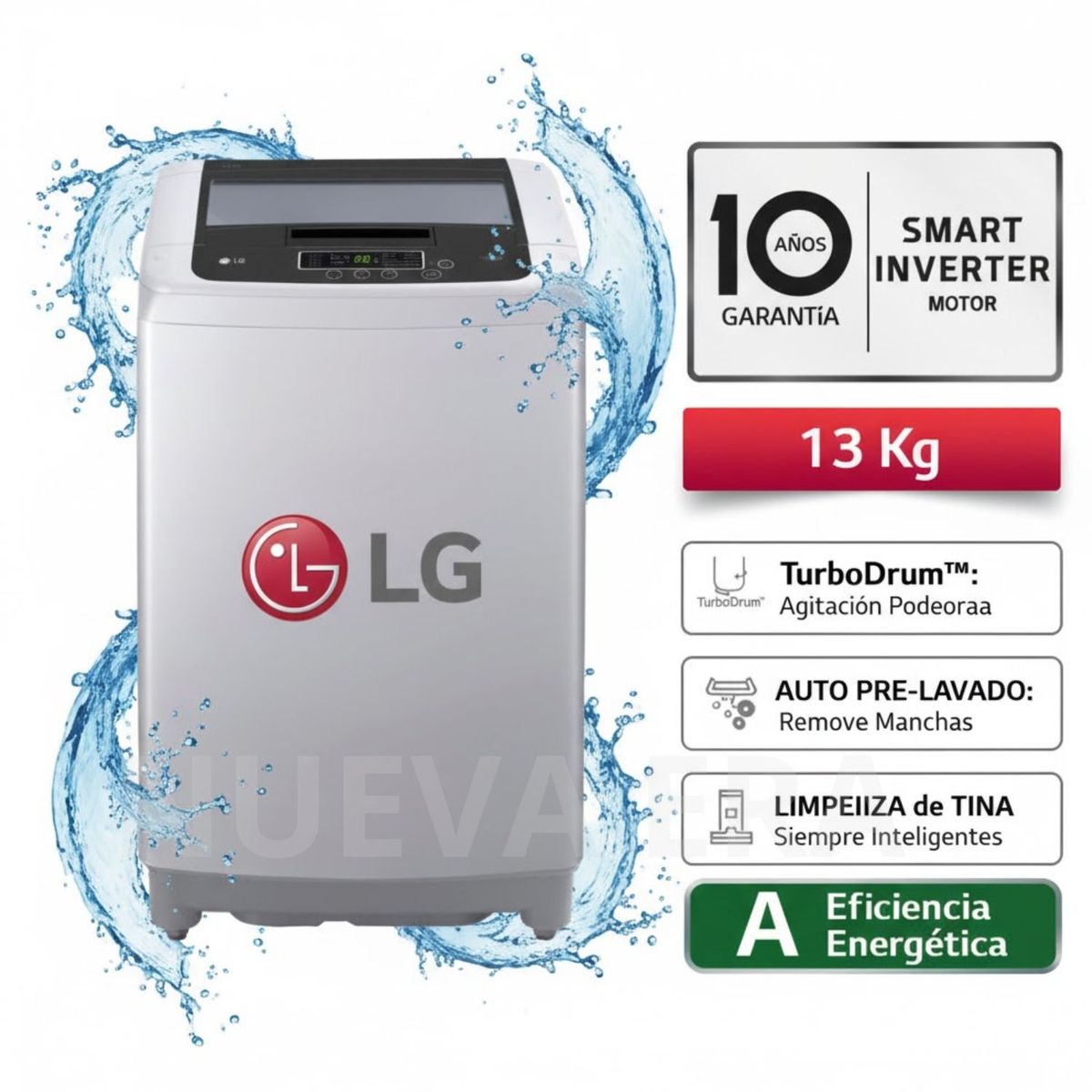 LG - Lavadora LG 13 Kg  WT13DPBK Carga Superior  Gris