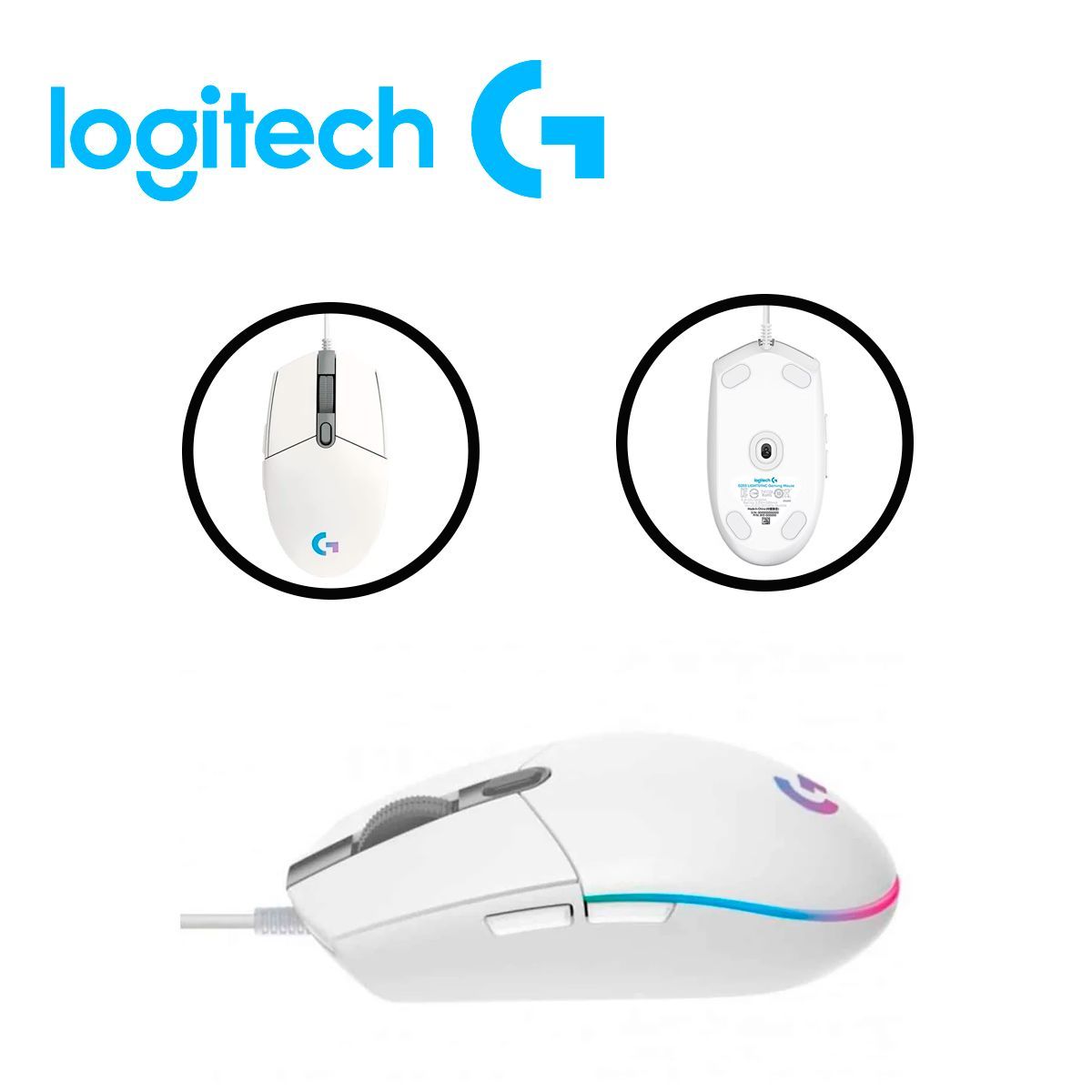 LOGITECH - Mouse Logitech G203 6 Botones RGB DPI 8000 WHITE