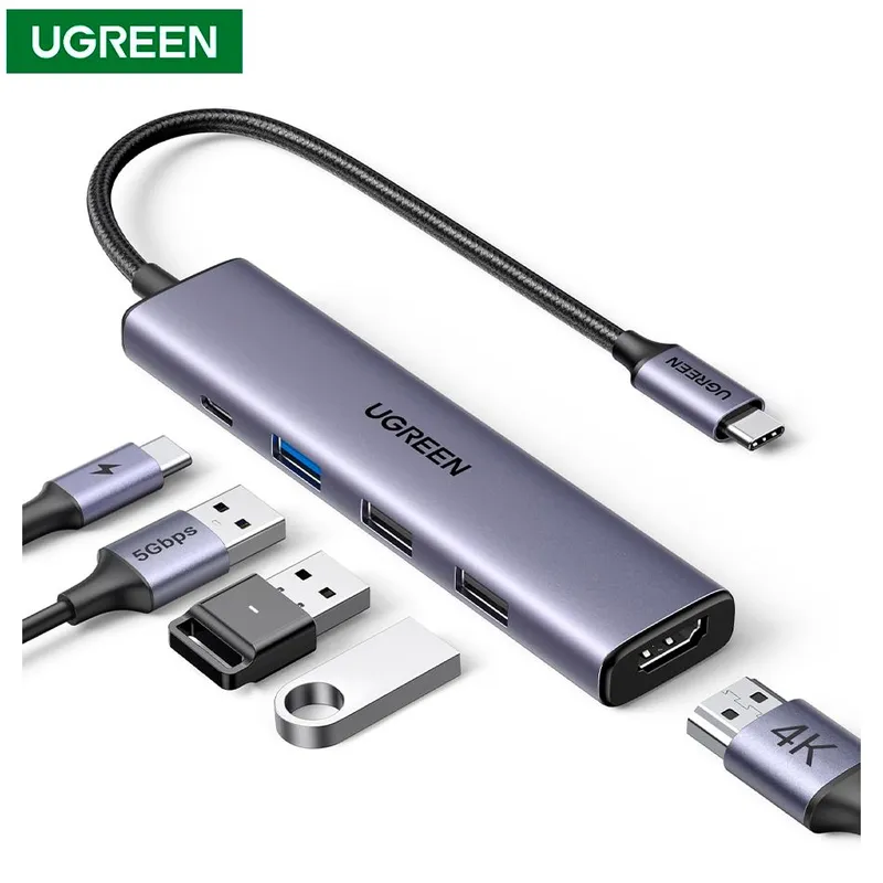 UGREEN - Adaptador hub Usb C 5en1 Ugreen Multipuertos 4k Hdmi p MacBook ProAir
