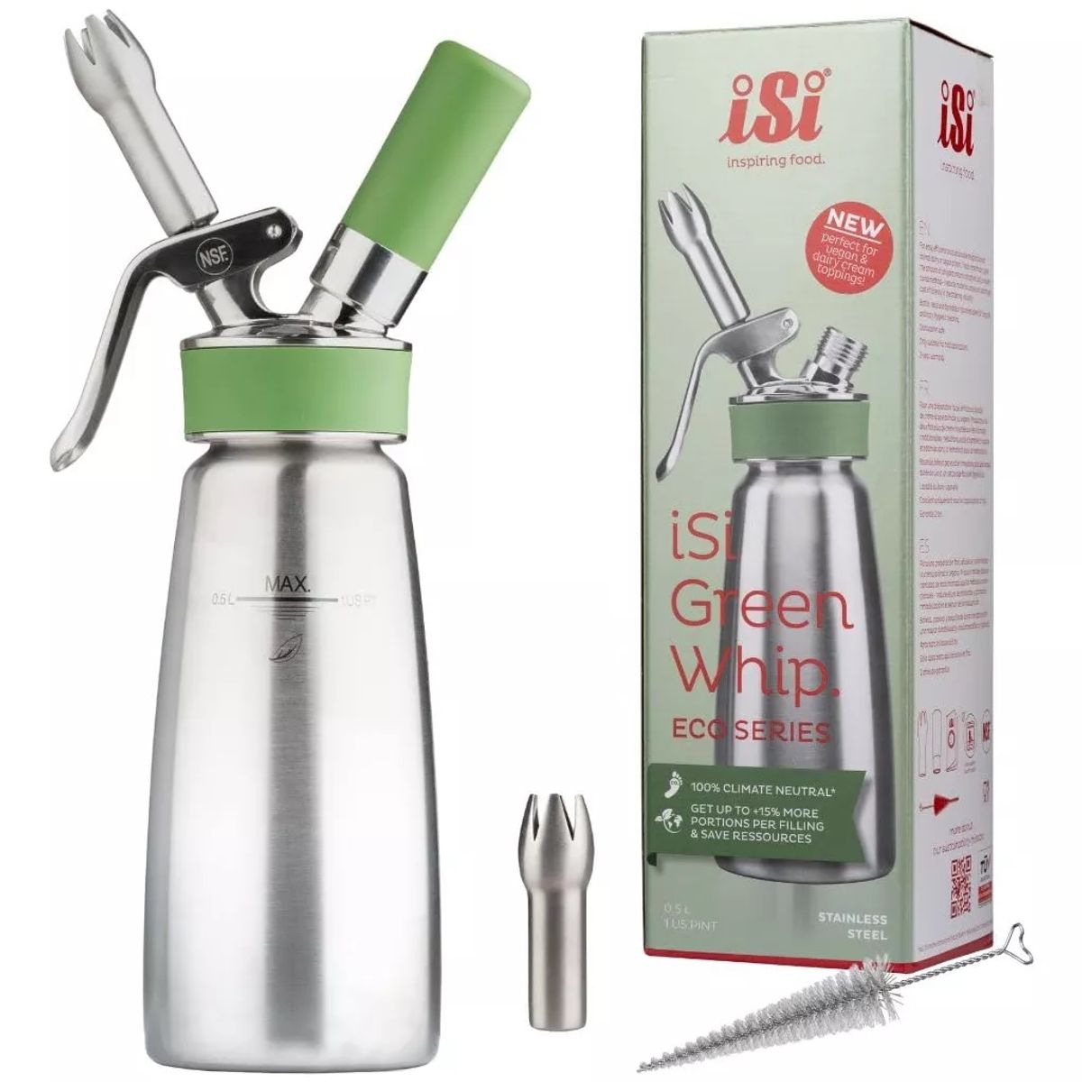 GENERICO - SIFON ISI ECO PARA CHEMA CHANTILLY MEDIO LITRO ACERO INOX