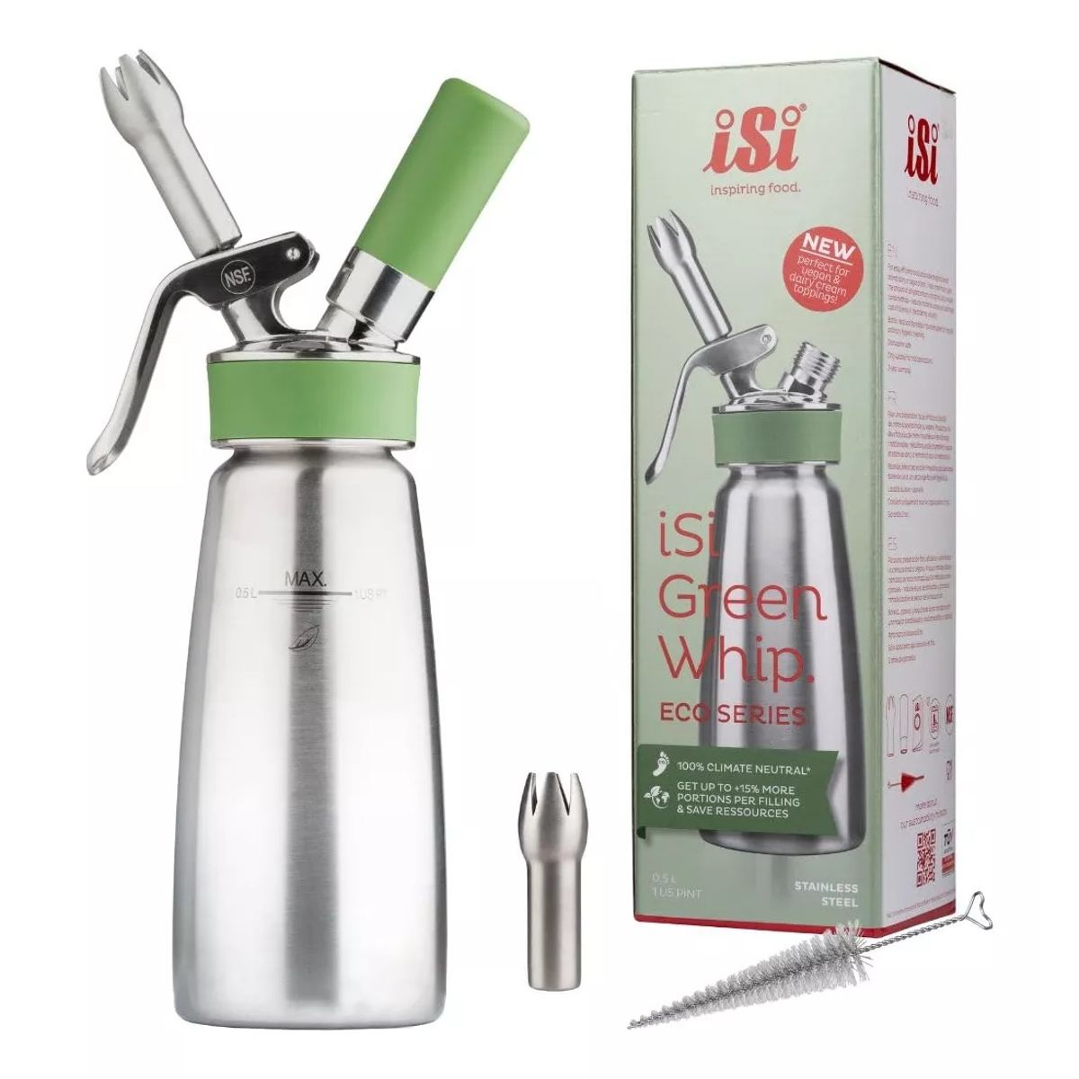 GENERICO - SIFON ISI ECO PARA CHEMA CHANTILLY MEDIO LITRO ACERO INOX