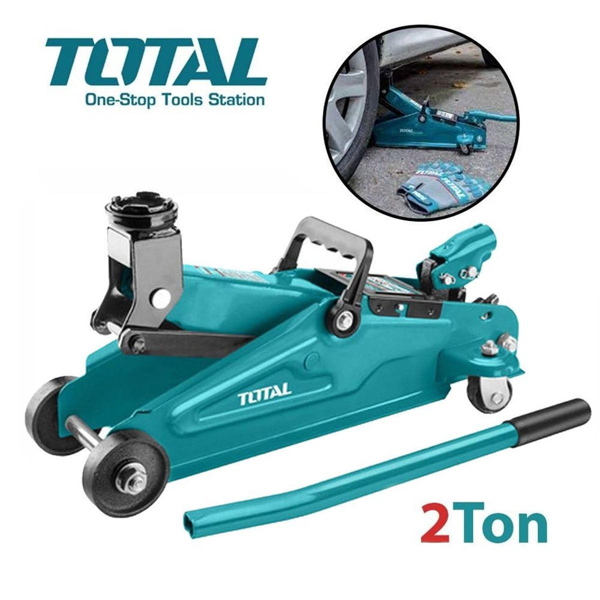 TOTAL TOOLS - Gata Hidraulica tipo Lagarto 2 Toneladas TOTAL 4 ruedas