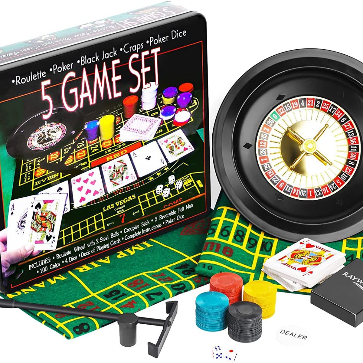 GENERICO - POKER 5 EN 1 CON RULETA JUEGO DE CASINOS