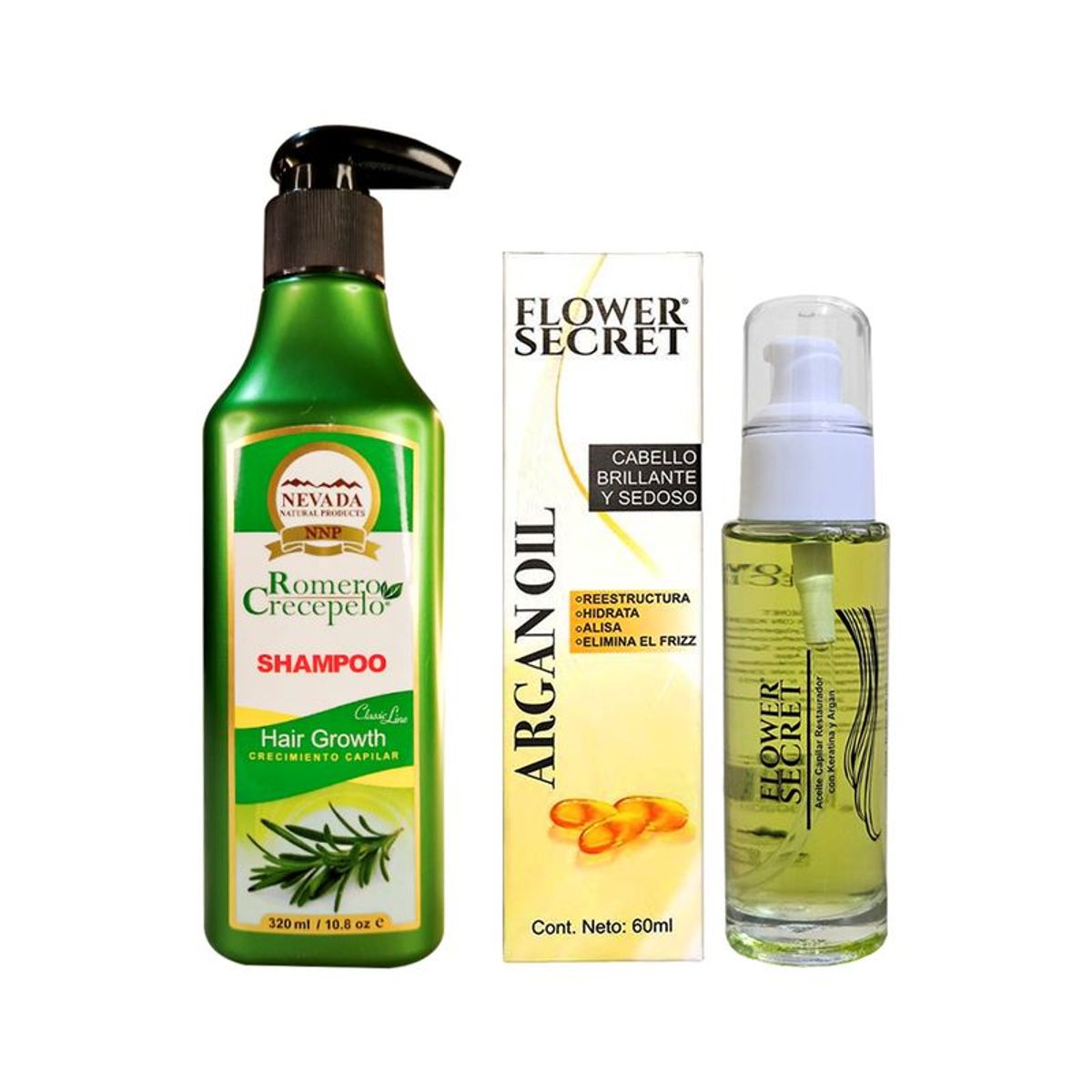 NEVADA NATURAL PRODUCTS - Shampoo Romero Crecepelo 320ml + Aceite de Argán 60ml