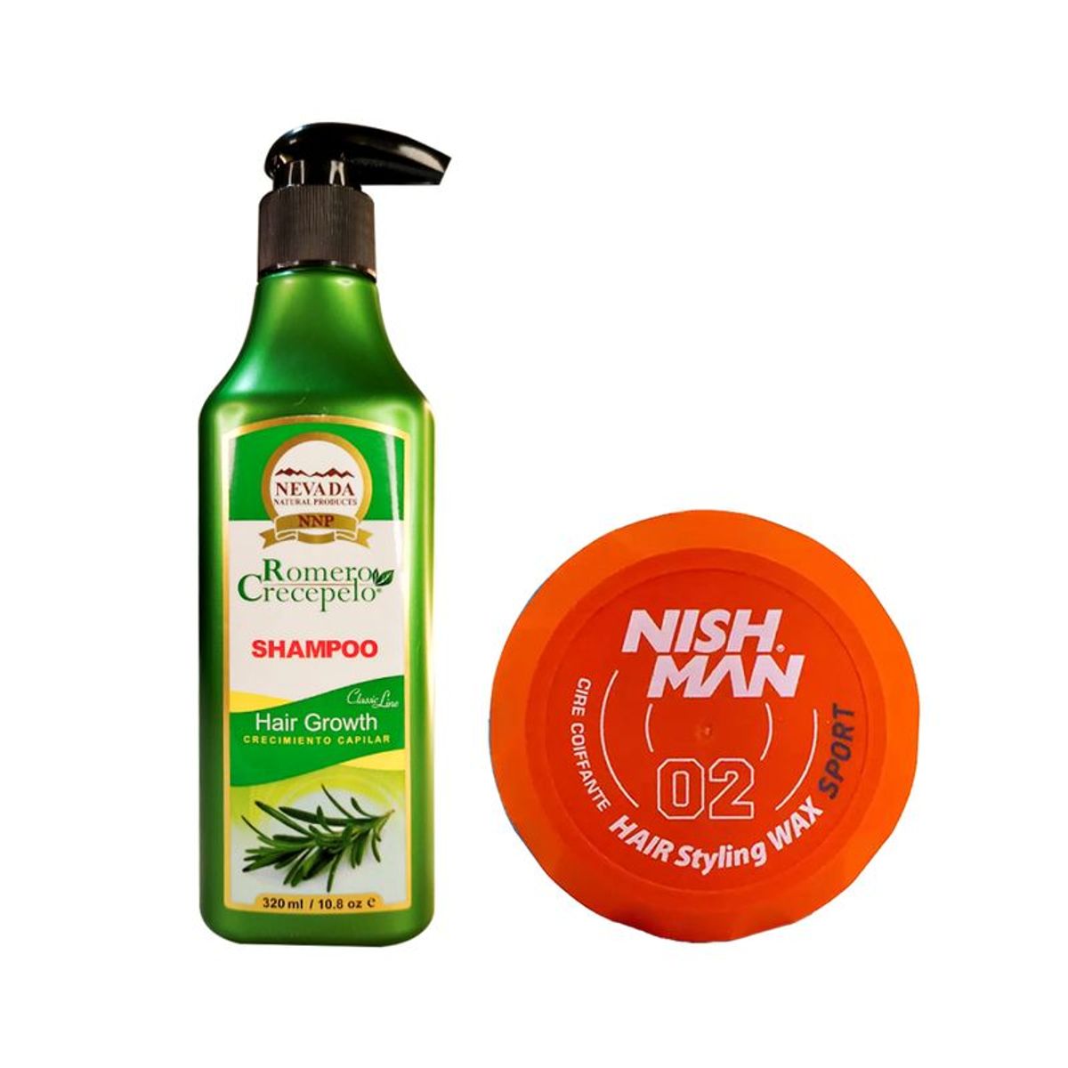NEVADA NATURAL PRODUCTS - Shampoo Romero Crecepelo 320ml + Cera Fijadora 02 Nishman
