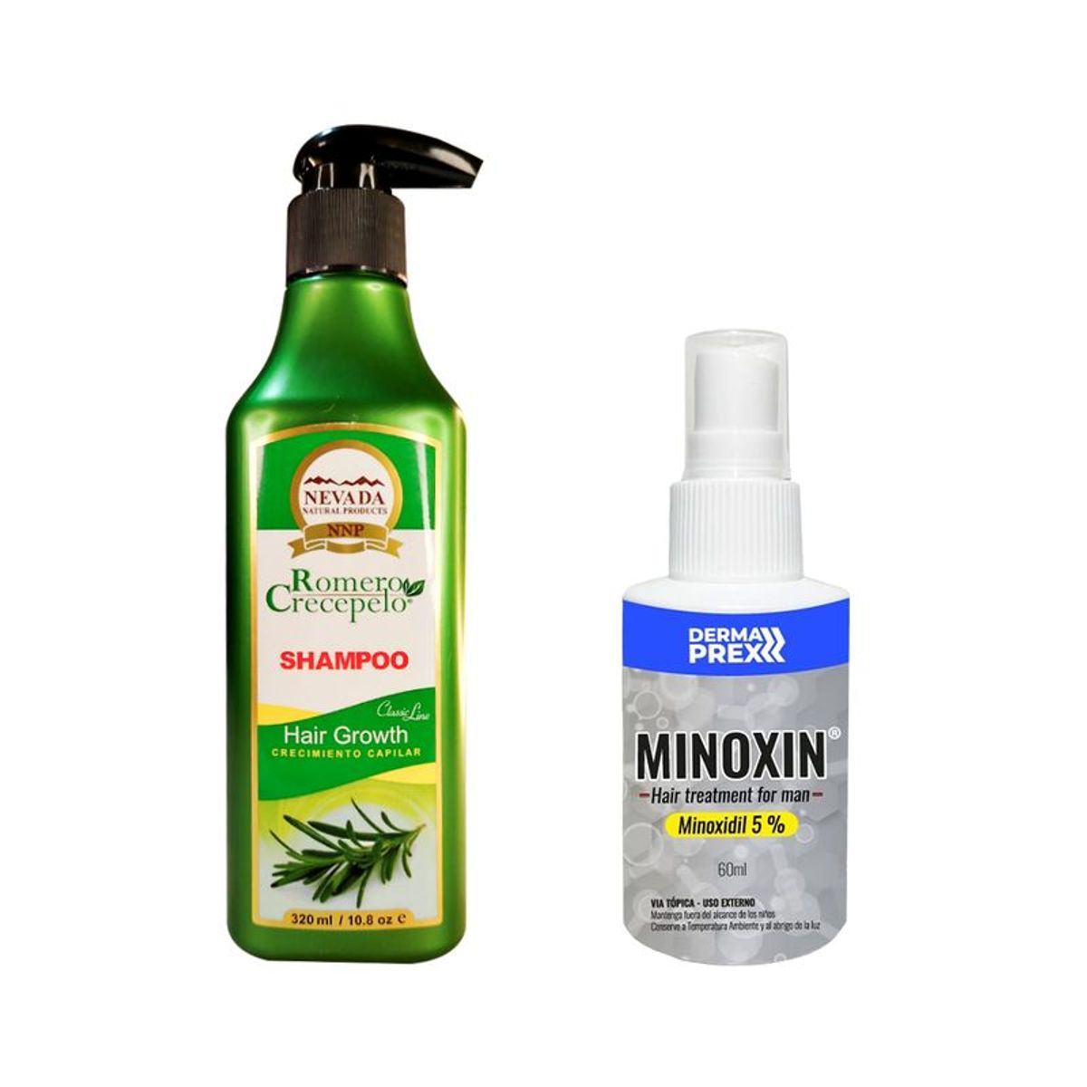 NEVADA NATURAL PRODUCTS - Shampoo Romero Crecepelo 320ml + Minoxin 60ml