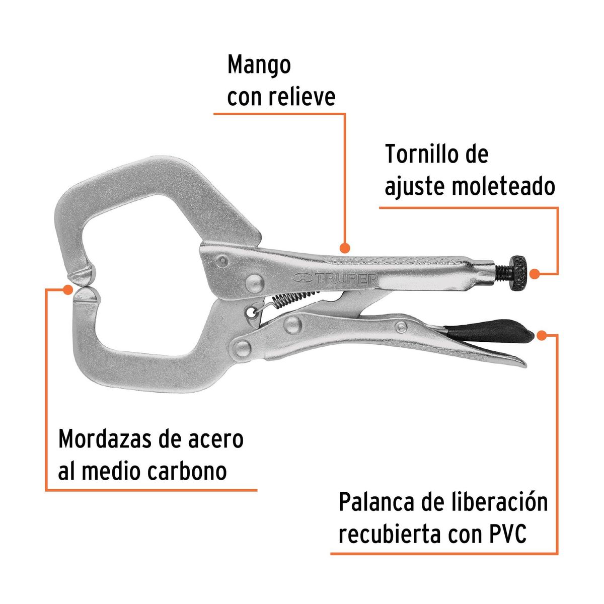 Truper - Alicate 6" (15cm) de Presión Tipo C Mordaza Fija 17416 Truper