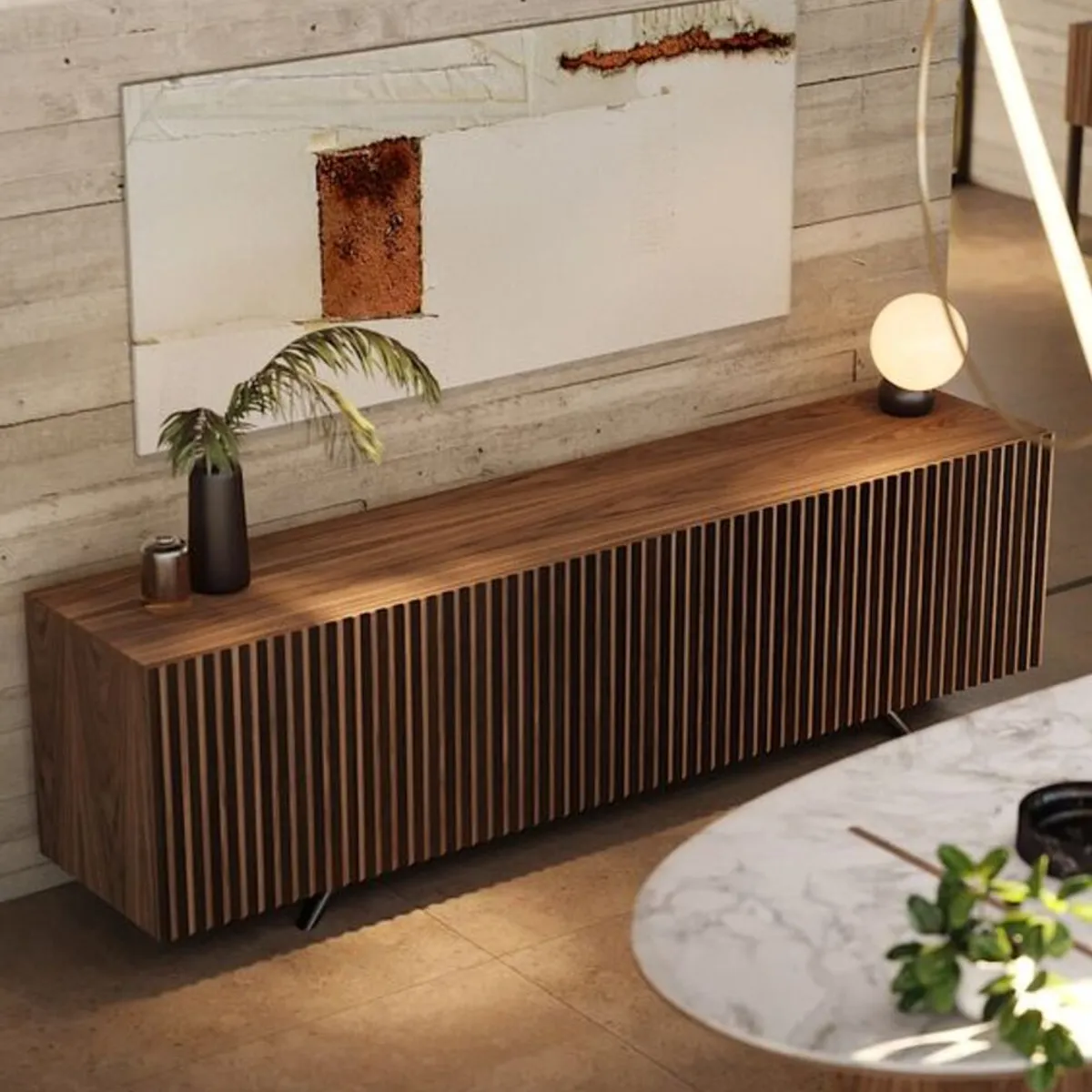 TU MESITA - Aparador Largo Ryoto color Marrón 4 puertas TU MESITA