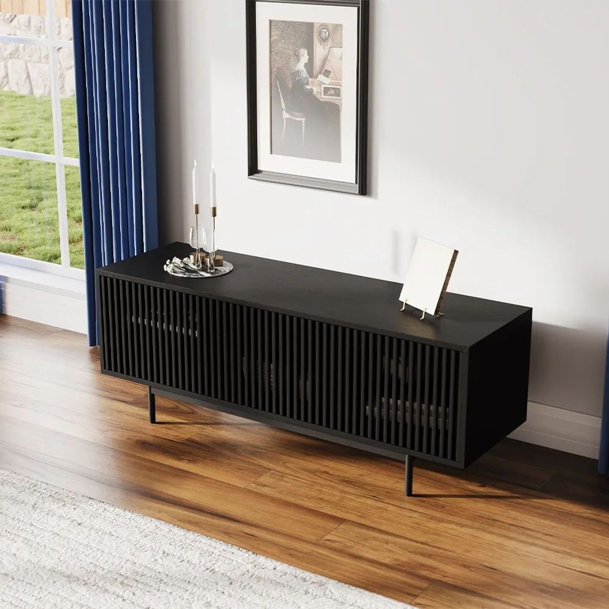 TU MESITA - Aparador Mesa de TV Ryu color Negro 3 puertas TU MESITA