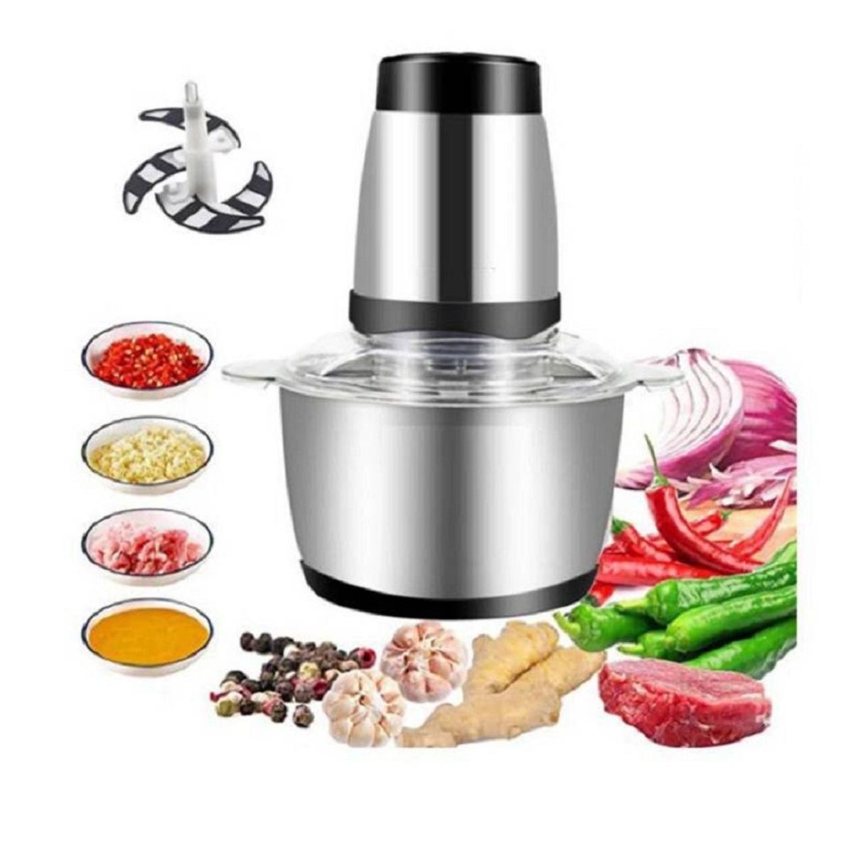 GENERICO - Picatodo Eléctrico para Carnes y Verduras Acero Inoxidable