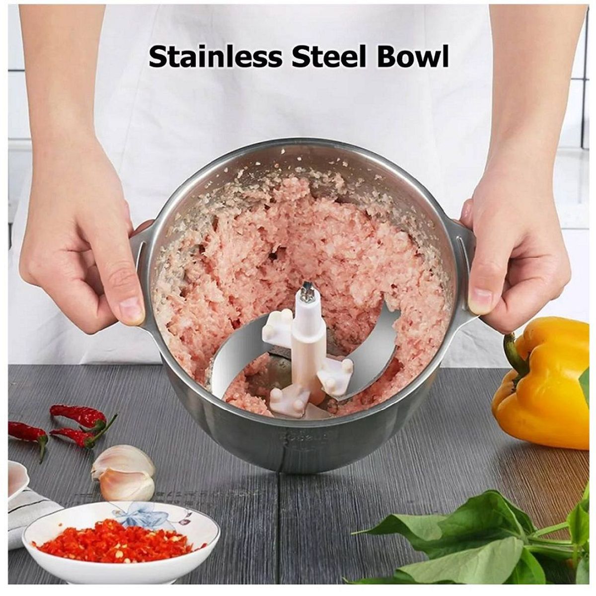 GENERICO - Picatodo Eléctrico para Carnes y Verduras Acero Inoxidable