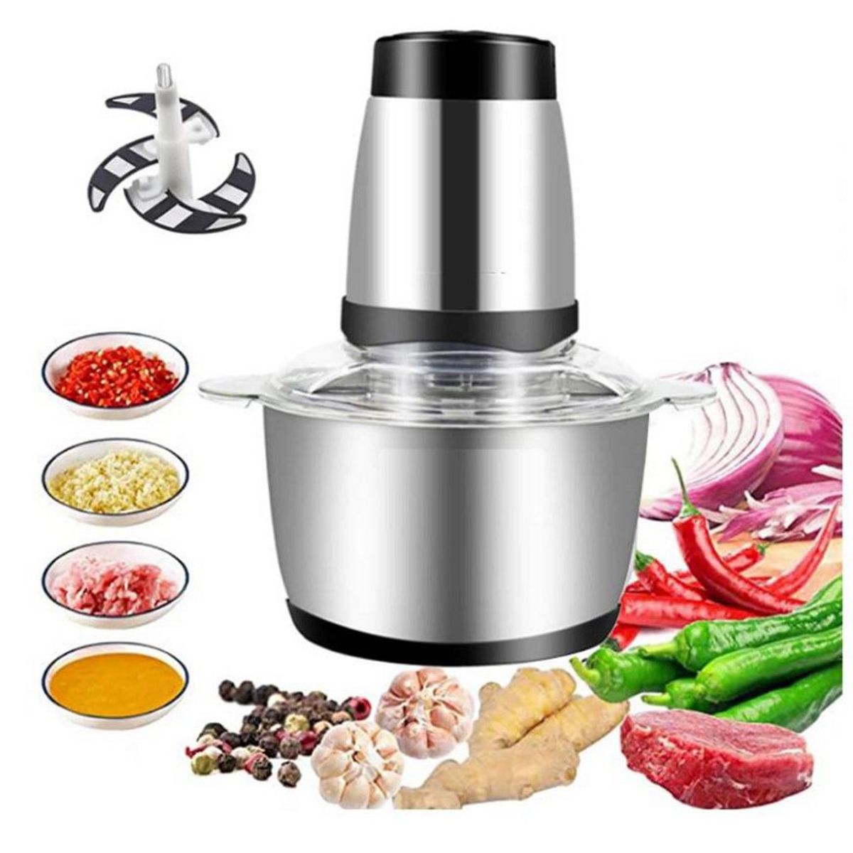 GENERICO - Picatodo Eléctrico para Carnes y Verduras Acero Inoxidable