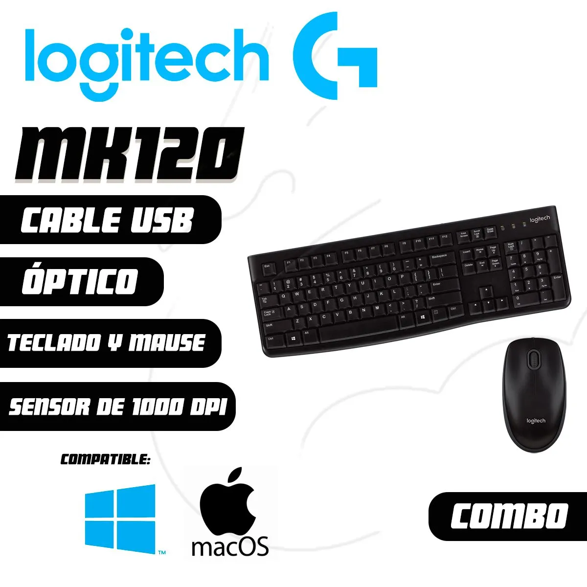 LOGITECH - Kit Teclado Y Mouse Logitech MK120  USB