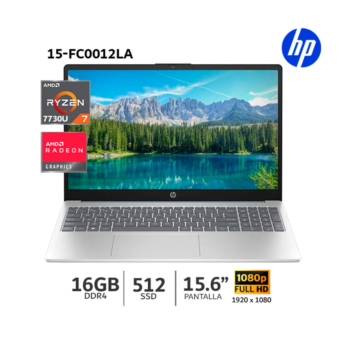 HP - Laptop HP 15-FC0012LA AMD Ryzen 7 7730U 16Gb Ram/ 512Gb SSD/ 15.6”FHD/Radeon Graphics/ 802N1LA