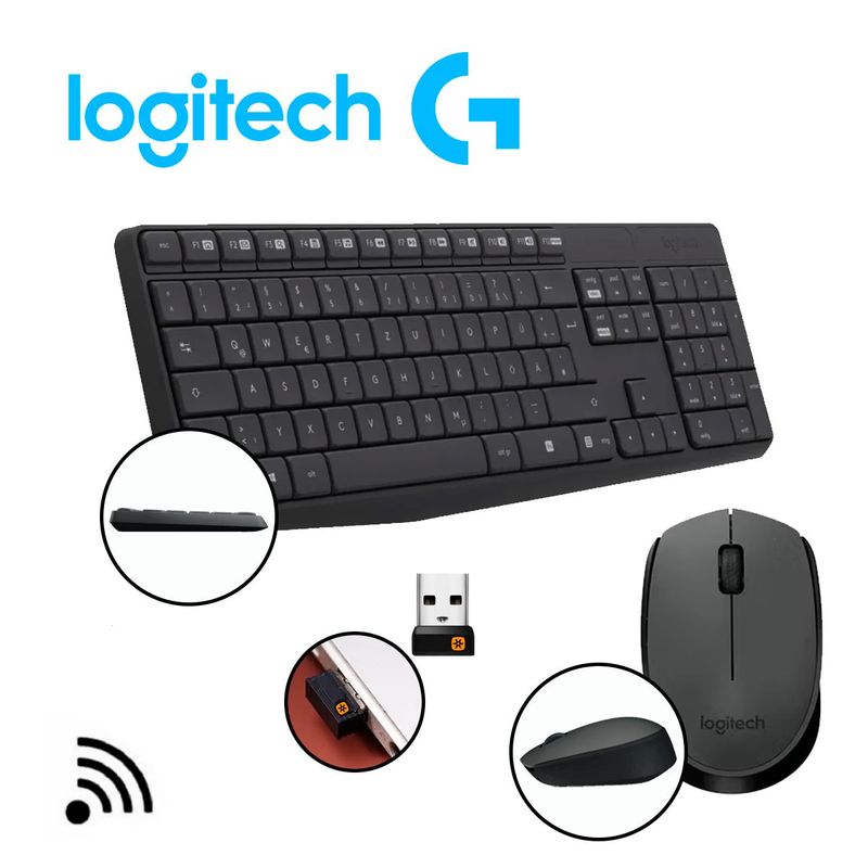 LOGITECH - Kit Teclado y Mouse Logitech MK235 Wireless Sp Black