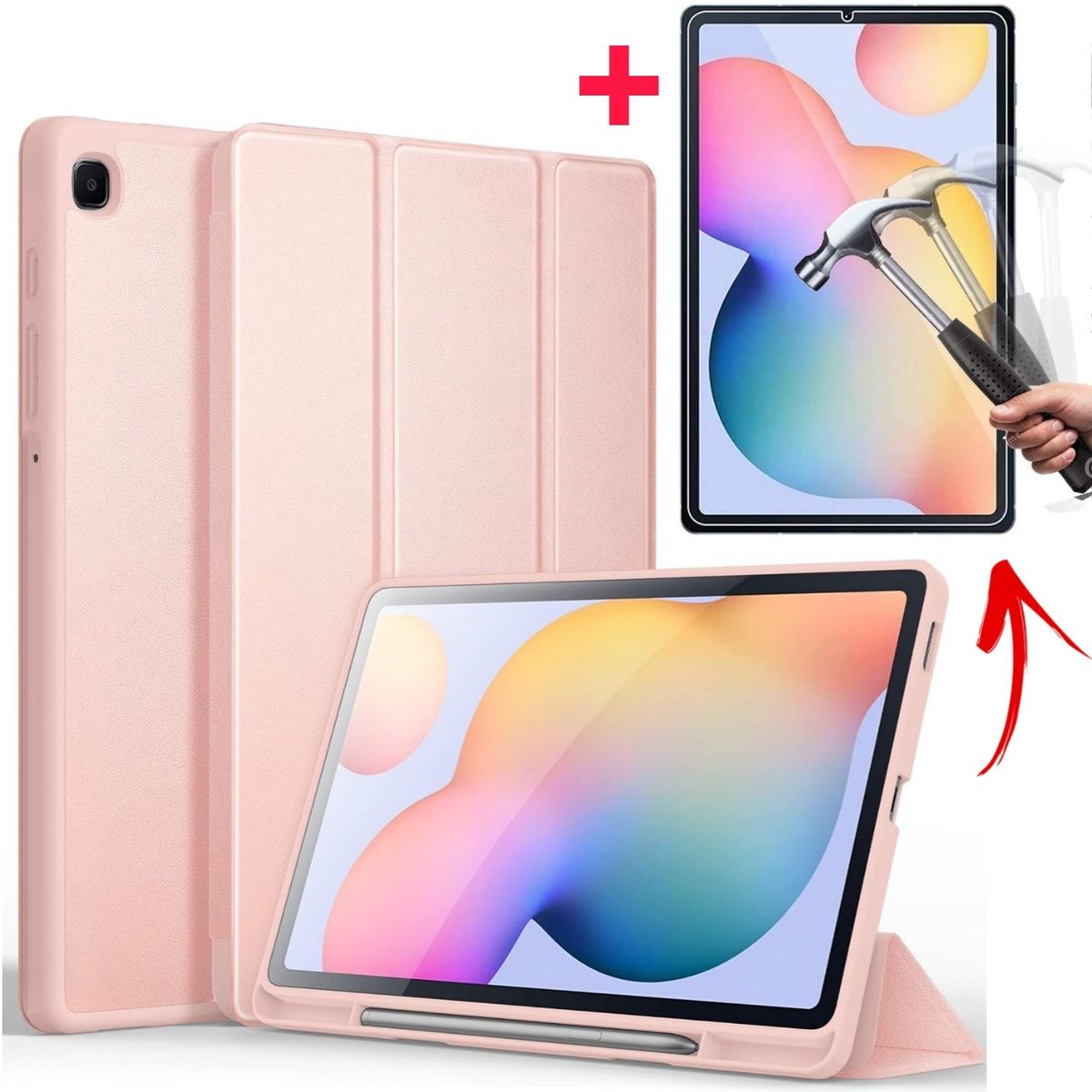 GENERICO - Funda Smart Case + Mica Cerámica para Samsung Tab S6 Lite 10.4 - ROSA
