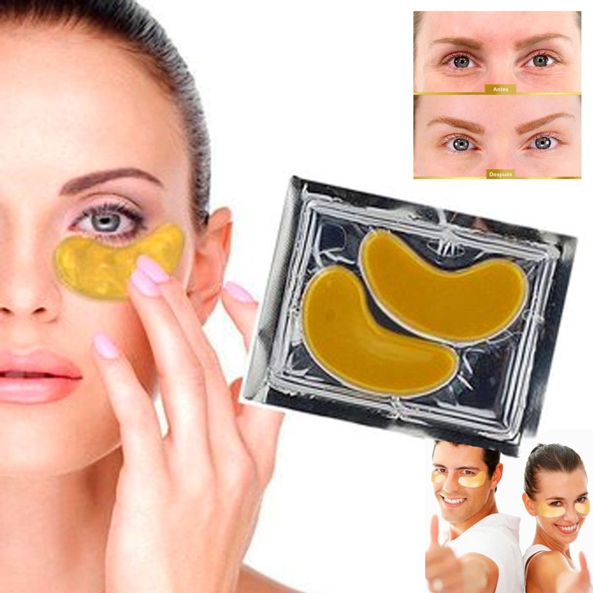 GENERICO - Pack 3 Mascarilla de Ojeras Ojos Colágeno Anti-edad Hidrata Suaviza
