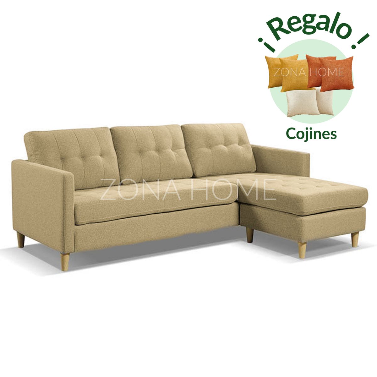 GENERICO - Seccional Derecho Sol 4 Cuerpos en L - Beige